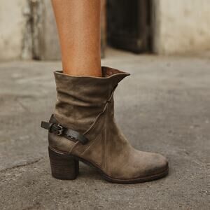 Gray A.S.98 Gray Distressed Heeled Ankle Boots 39 US 8,5